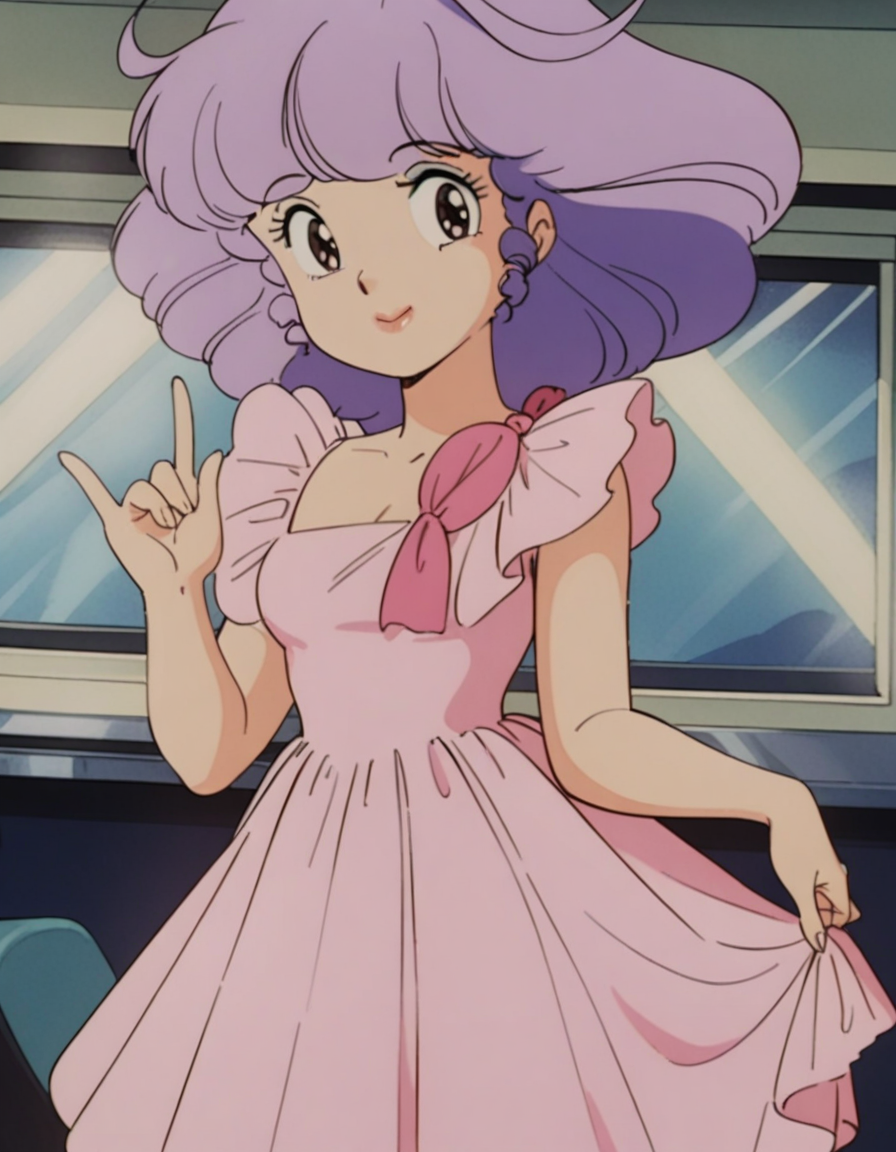 25764-4054544419-masterpiece, best quality, very aesthetic, absurdres,retro artstyle,1980s _(style_),1girl, solo,purple hair,pink dress,looking a.png